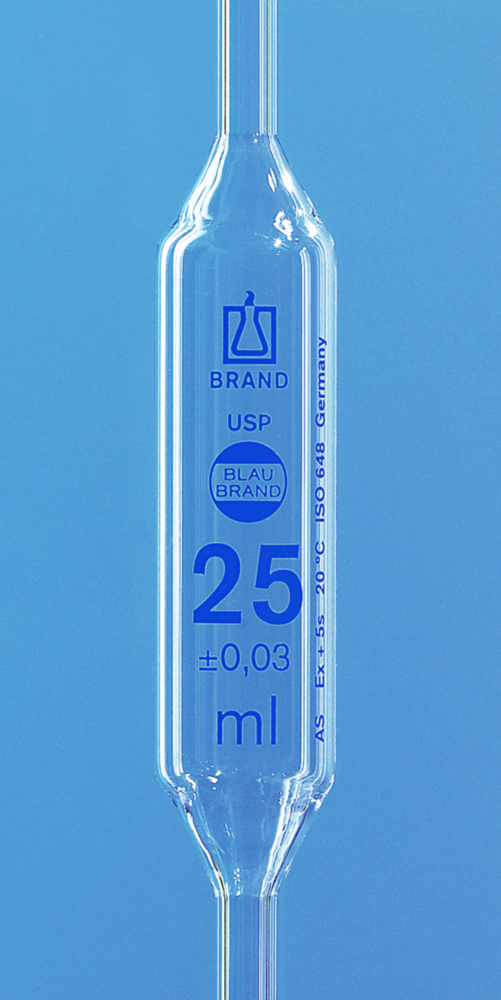 Volumetric Pipettes, USP, AR-GLAS®, Class AS, 1 mark, Blue Graduation, with USP Individual Certificate