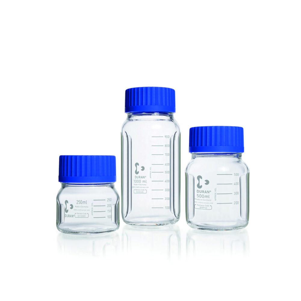 Baffled Wide-mouth bottles, GLS 80®, DURAN®, with screw cap
