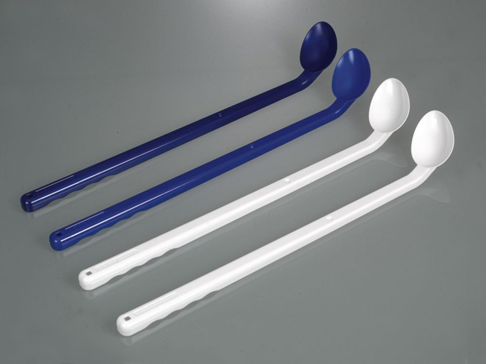 Disposable spoons, curved, long handle, PS, blue