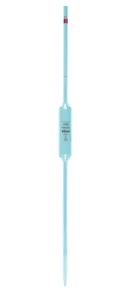 Volumetric pipettes Volac FORTUNA®, glass, class AS, 1 mark, amber graduation