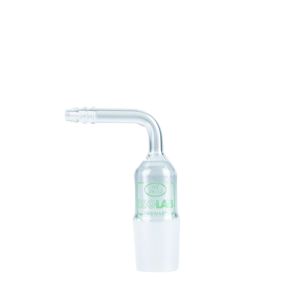 Adapter for tubing, borosilicate glass 3.3, angled (90°), without stopcock