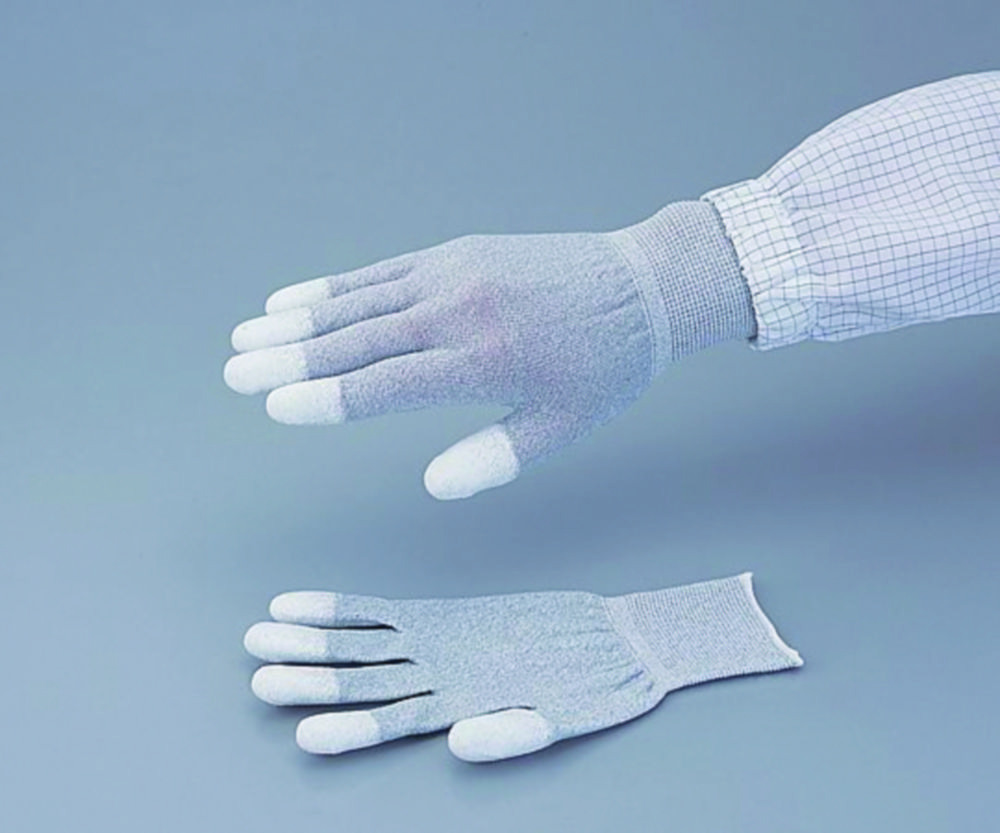 Conductive Gloves ASPURE,  Anti-static, grey, Nylon, coated fingertips