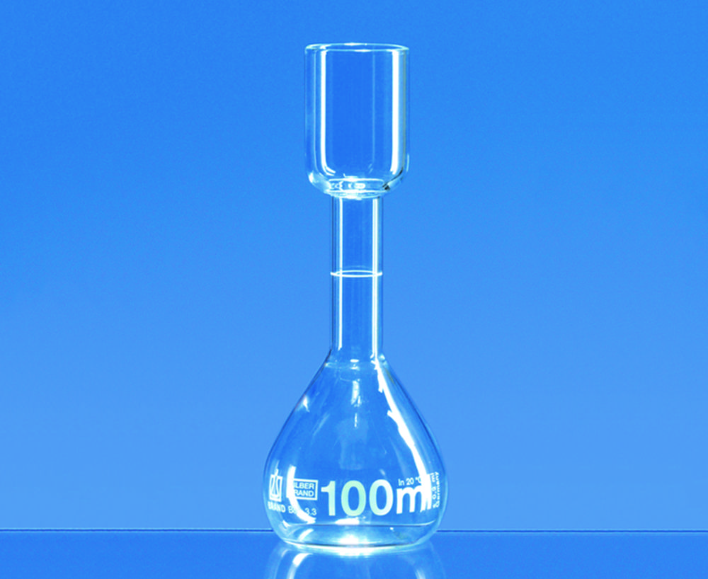 Volumetric flasks for sugar tests, Borosilicate glass 3.3, class B, white graduated