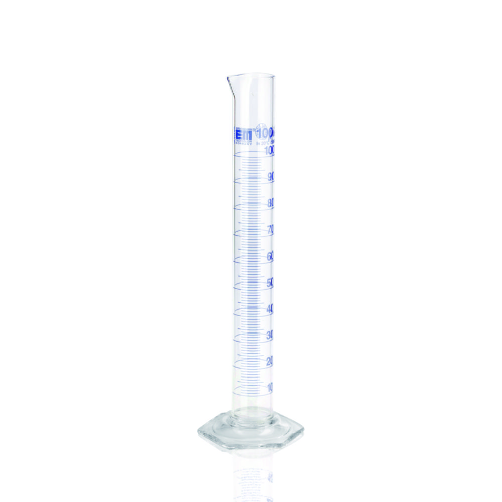 Measuring Cylinder, DURAN®, class A, Blue Graduation, USP