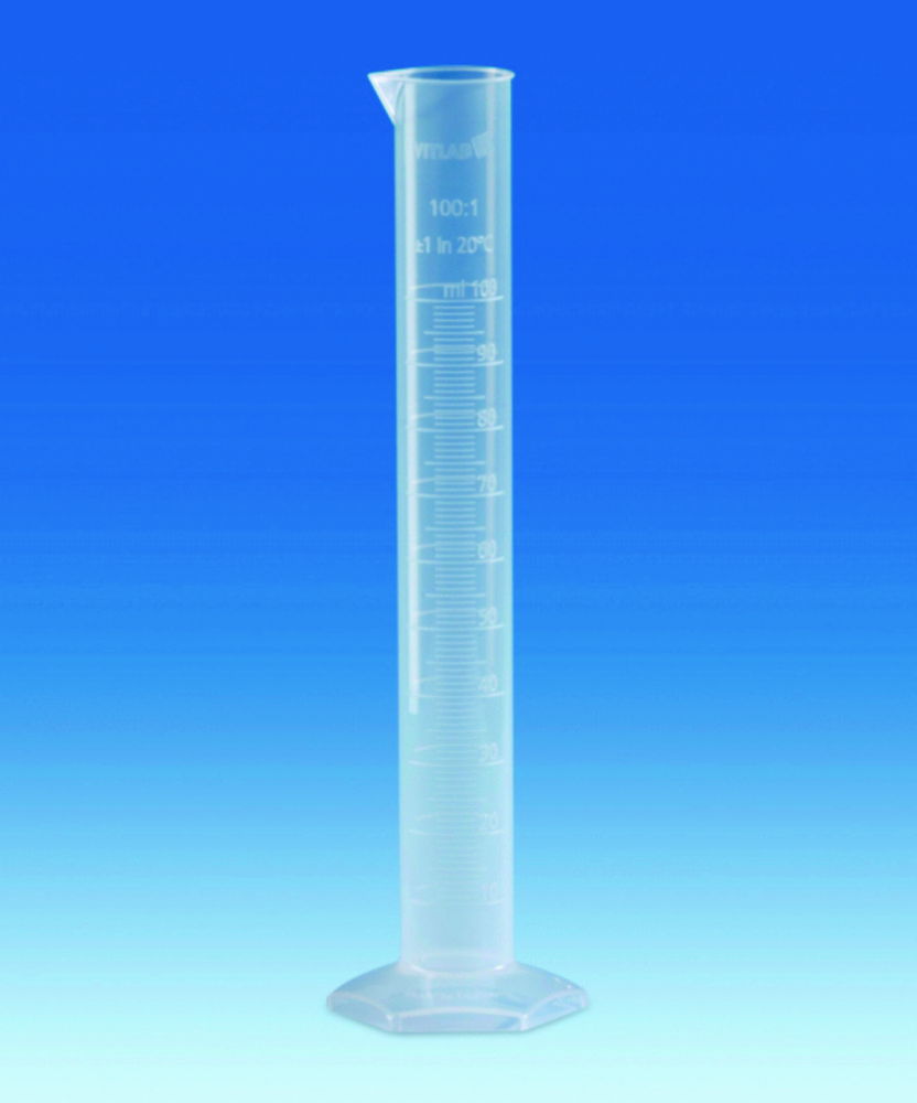 Measuring cylinders, PP, tall form, class B, moulded graduations