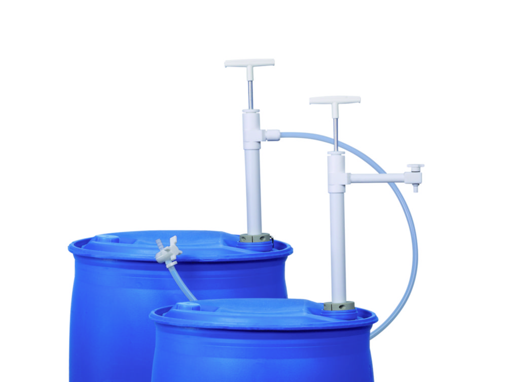 Barrel pump, PTFE, with discharge hose