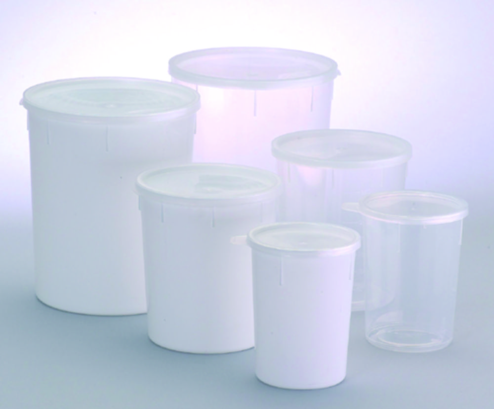 Jars, conical, with snap lid, PP