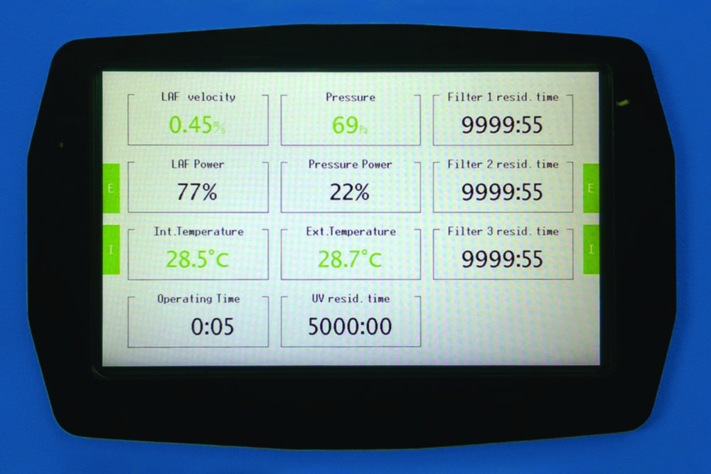 Touchscreen control for safety cabinets SafeFAST Premium and CytoFAST