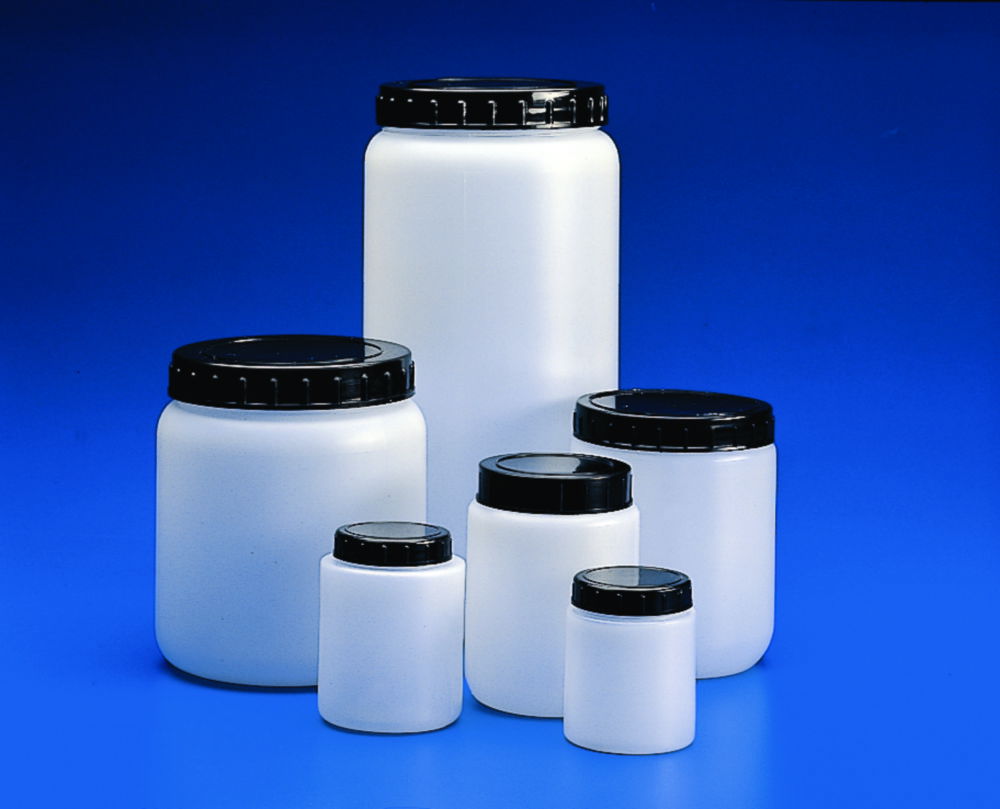 Cylindrical jars with ribbed cap, HDPE