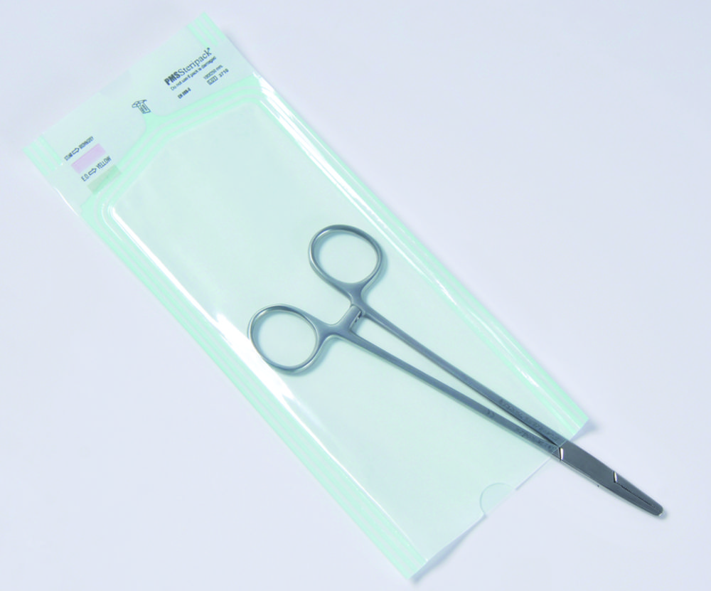 Heat-sealable sterilization pouches, flat