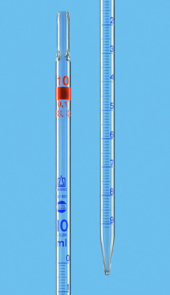 Graduated pipettes, AR-GLAS®, class AS, blue graduation, incl. DAkkS calibration certificate