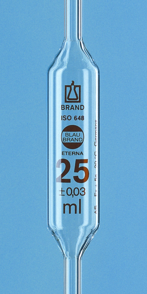 Volumetric Pipettes, AR-GLAS®, Class AS, 1 mark, Amber Graduation, with DAkkS Calibration Certificate