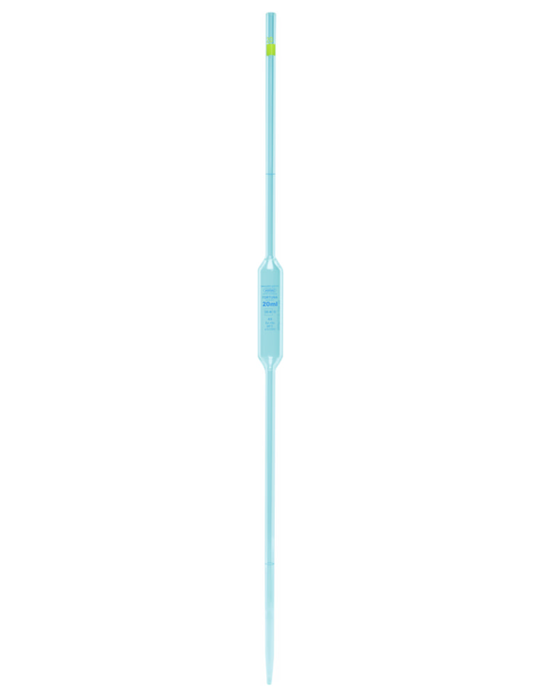 Volumetric Pipettes Volac FORTUNA®, soda lime glass, class AS, 2 marks, blue graduation