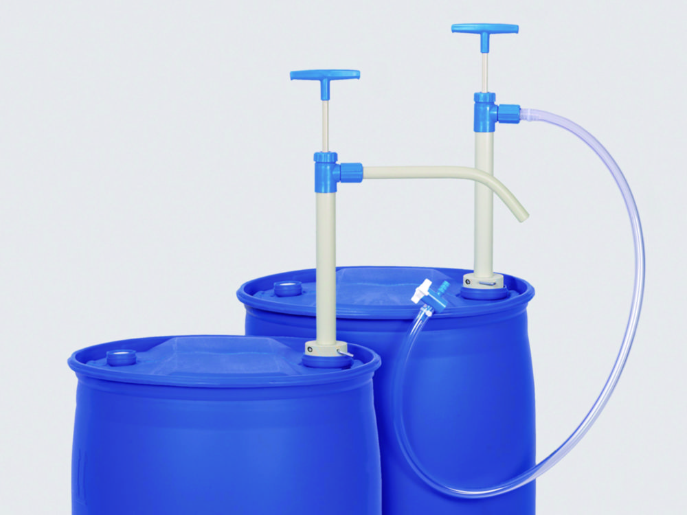 Barrel pumps, PP, with flexible, PVC dispensing hose and stopcock