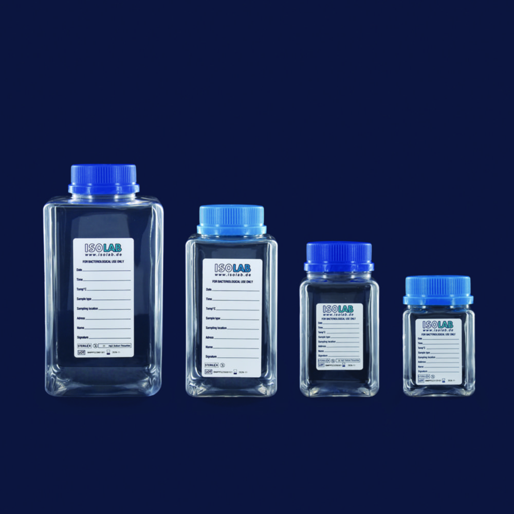 Water sample bottles, PET, with sodium thiosulfate, bulk packed