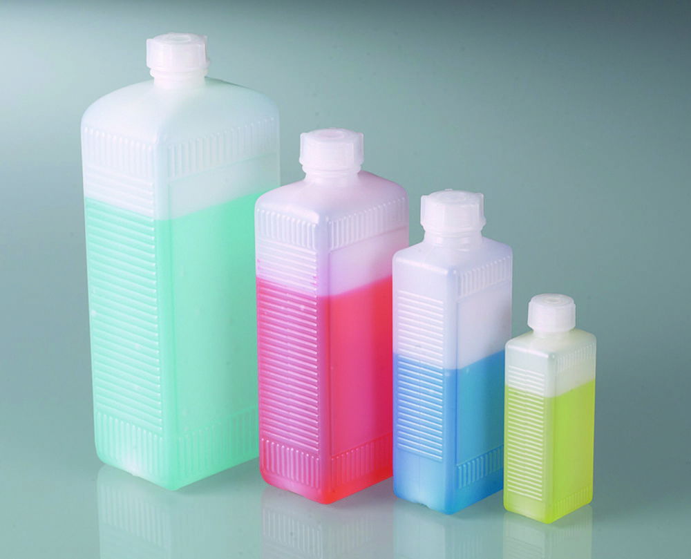 Square bottles with screw cap, HDPE
