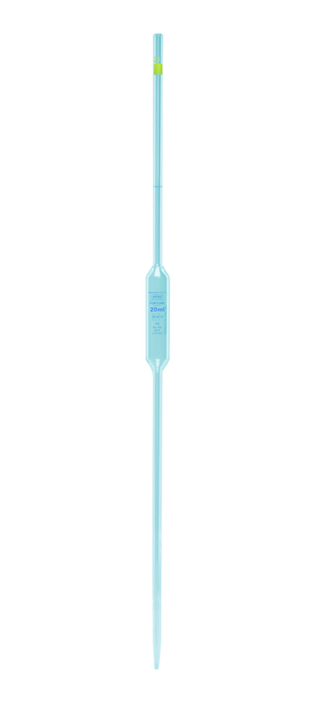 Volumetric pipettes Volac FORTUNA®, glass, class AS, 1 mark, blue graduation