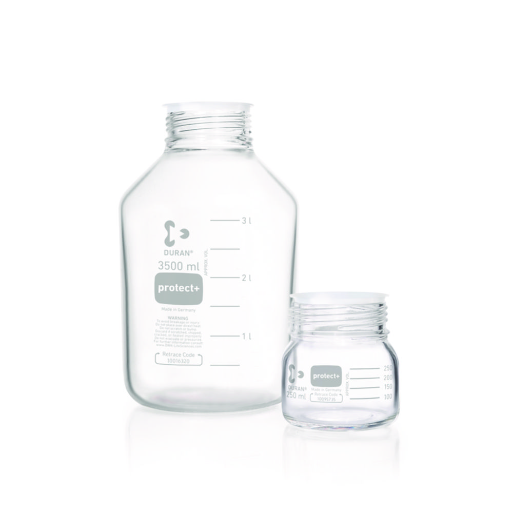 Laboratory bottles protect+ DURAN®, GLS80, with retrace code