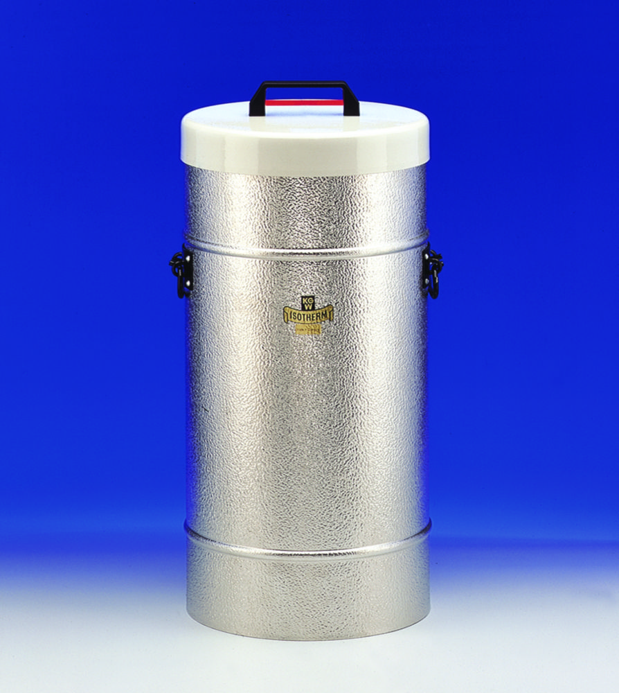 Dewar flasks, cylindrical, aluminium container with side grips