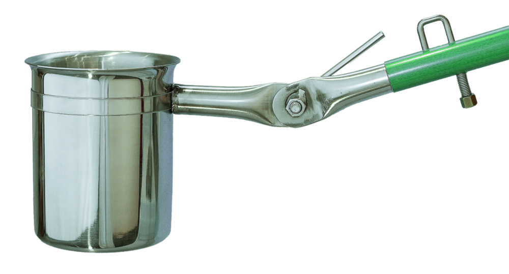 Angled sample beaker, stainless steel