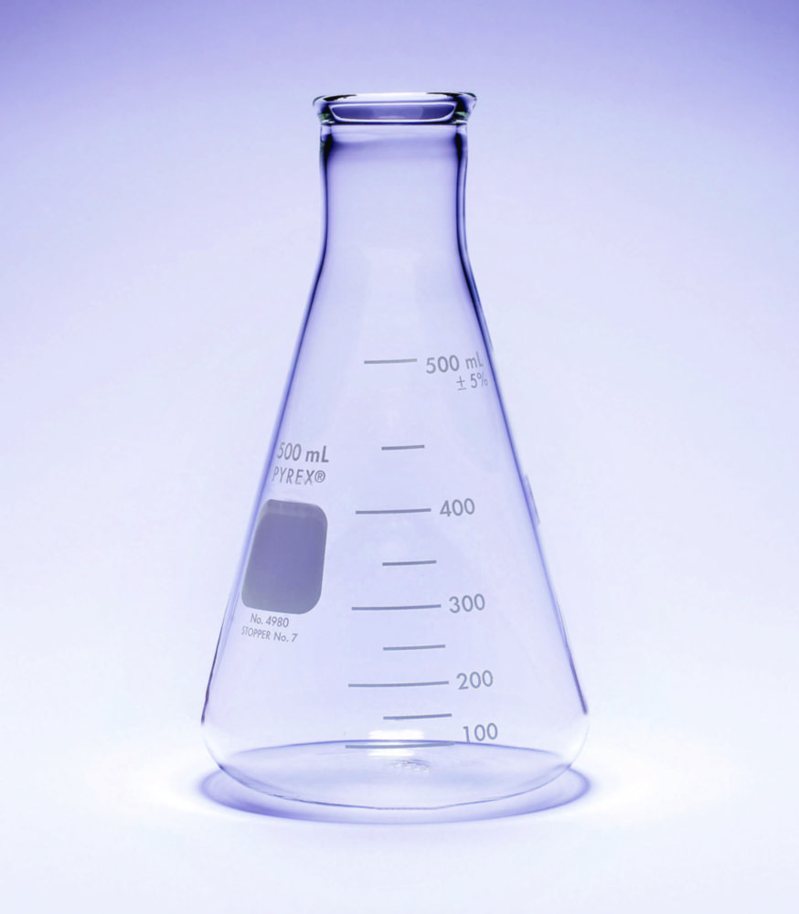 Erlenmeyer flasks, PYREX®, narrow neck, reinforced rim