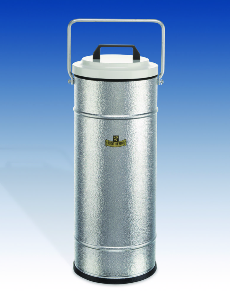 Dewar flasks, cylindrical, aluminium container with carrying handle