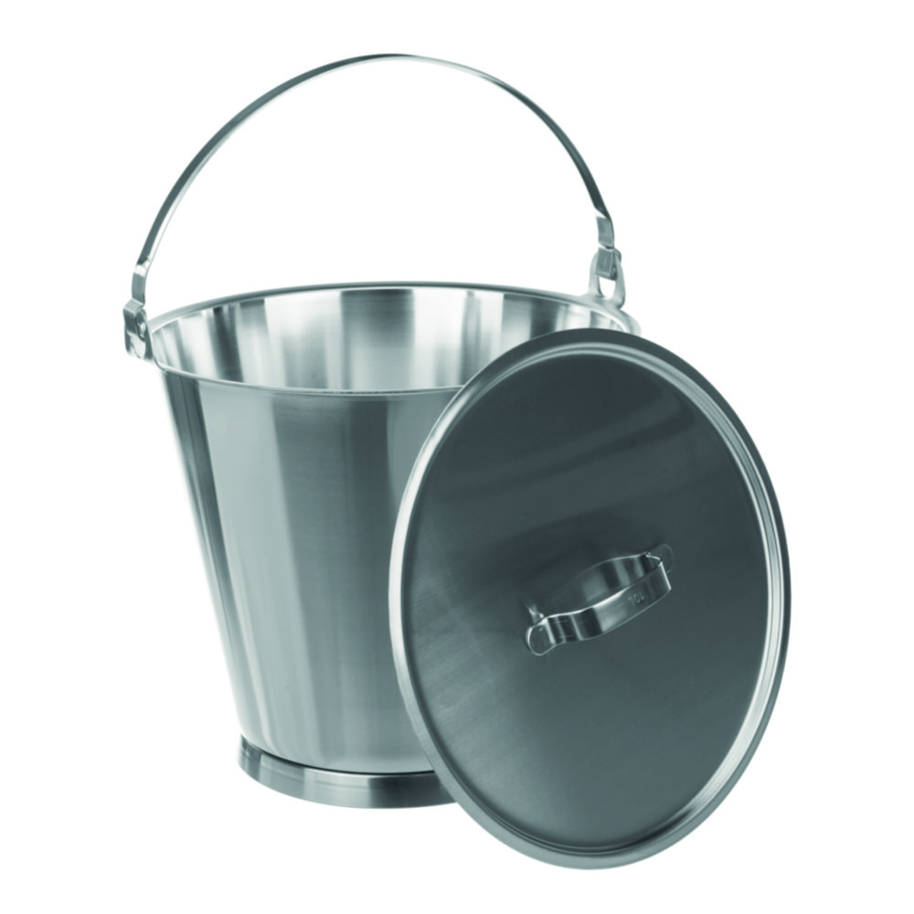 Buckets, 18/10 steel, with base ring