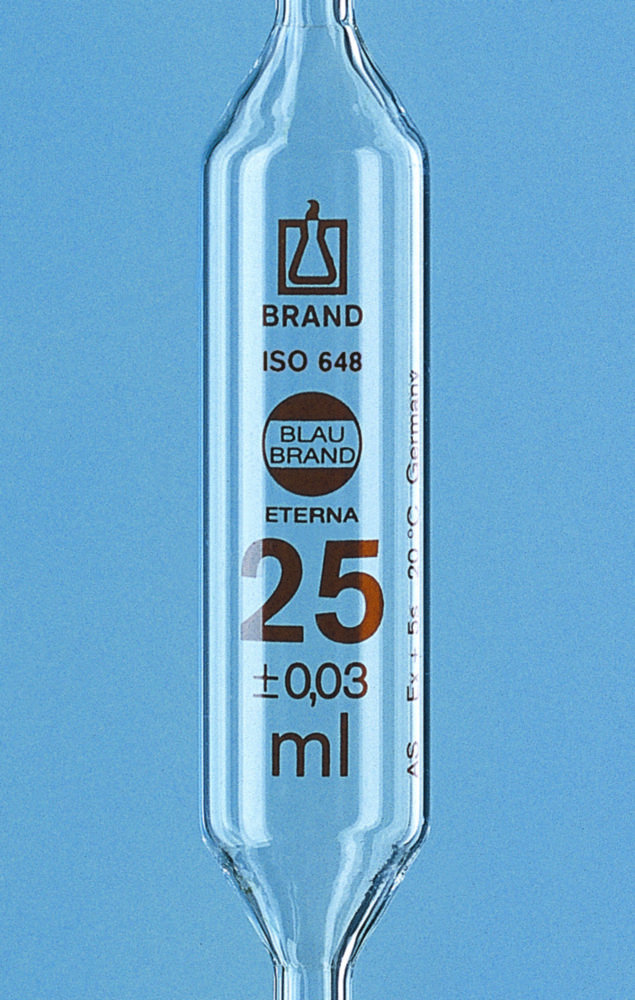 Volumetric pipettes, AR-glas®, class AS, 1 mark, amber graduation